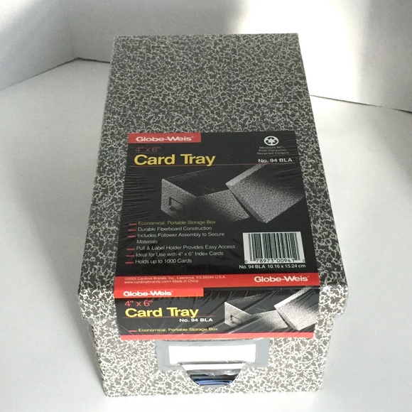 GlobeWeis Office Globeweis Fiberboard Index Card Storage Box 4 X 6